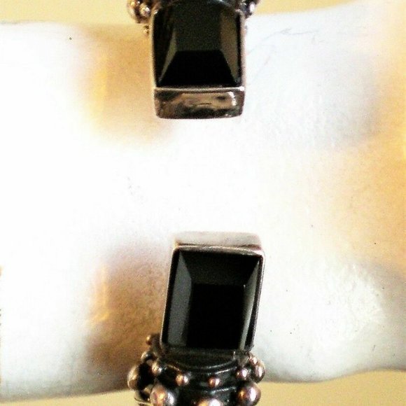 Vintage Artisan Sterling Silver 925 Black Onyx Twisted Rope Cuff Bracelet 50.4 g - Picture 6 of 6
